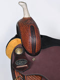 Comfytack Western Horse Barrel Racing Trail Pleasure American Leather Saddle Tack Set With Reins Brown