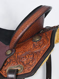 Comfytack Western Horse Barrel Racing Trail Pleasure American Leather Saddle Tack Set With Reins Brown