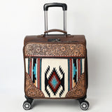 Hand Tooled Saddle Blanket Genuine Leather women Trolley bag