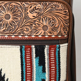 Hand Tooled Saddle Blanket Genuine Leather women Trolley bag