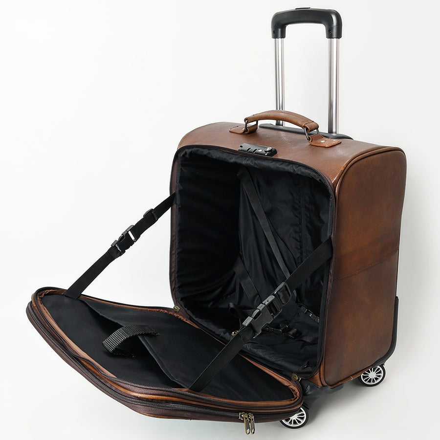American Darling Travel Case Hand Tooled Saddle Blanket Genuine Leather Women Trolley bag