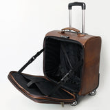 American Darling Travel Case Hand Tooled Crocodile embossed Genuine Leather women Trolley bag