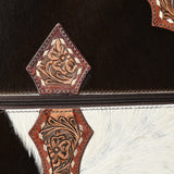 Hand Tooled Hair-On Genuine Leather women Trolley bag