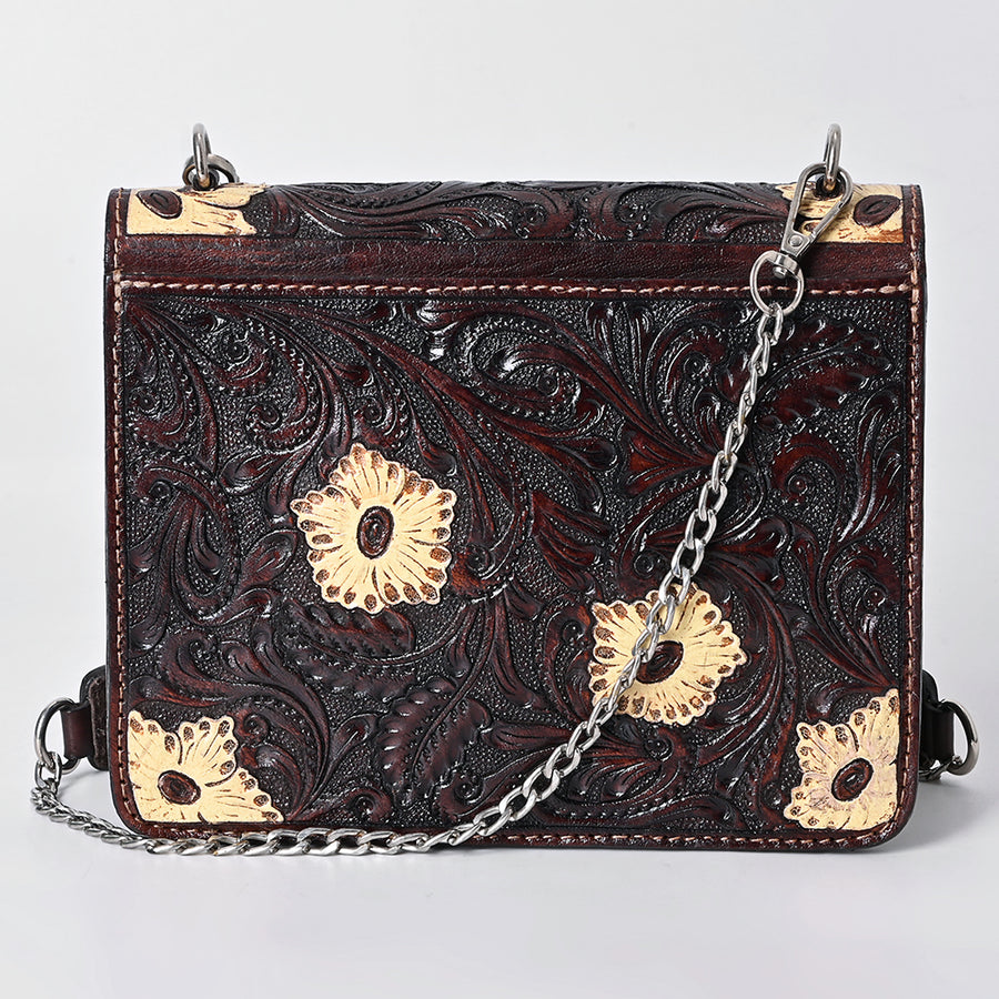 American Darling Hand Tooled Floral Carved Messenger Bag Genuine Vegetable-Tanned Full Grain Leather Western Purse