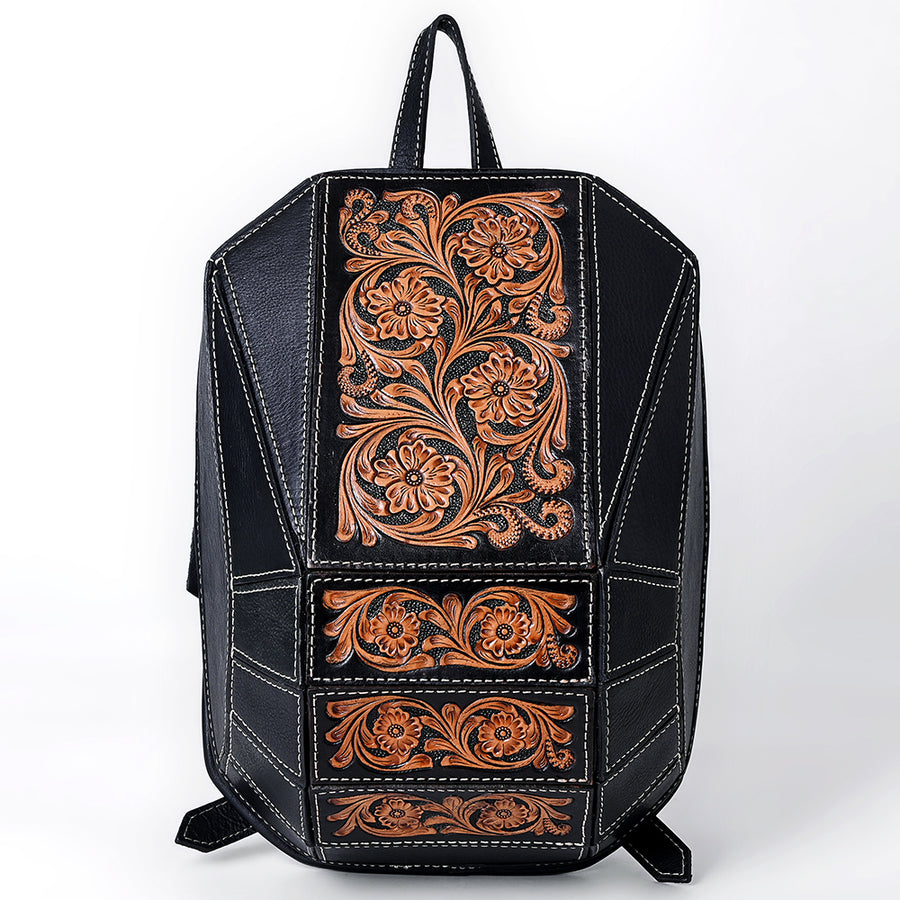 American Darling Hand Tooled Floral Carved Backpack Genuine Vegetable-Tanned Full Grain Leather Western Daypack
