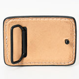 AMERICAN DARLING Floral Hand Carved Painted Belt Buckle Genuine Leather Covered Stylish