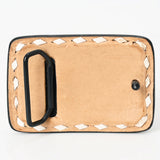 AMERICAN DARLING Floral Hand Carved Painted Belt Buckle Genuine Leather Covered Stylish