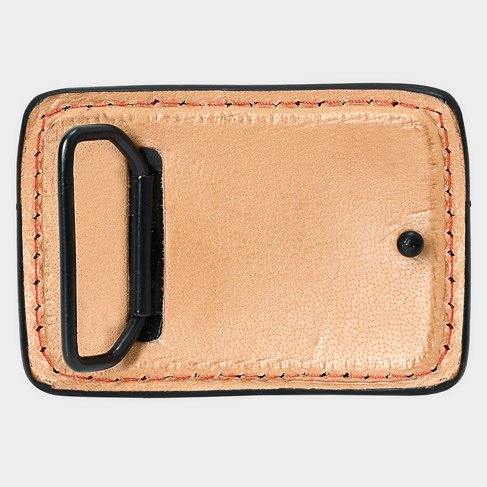 AMERICAN DARLING Floral Hand Carved Painted Belt Buckle Genuine Leather Covered Stylish