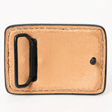 AMERICAN DARLING Floral Hand Carved Painted Belt Buckle Genuine Leather Covered Stylish