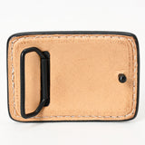 AMERICAN DARLING Floral Hand Carved Painted Belt Buckle Genuine Leather Covered Stylish