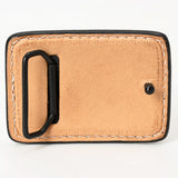 AMERICAN DARLING Floral Hand Carved Painted Belt Buckle Genuine Leather Covered Stylish