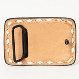 AMERICAN DARLING Floral Hand Carved Painted Belt Buckle Genuine Leather Covered Stylish