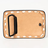 AMERICAN DARLING Floral Hand Carved Painted Belt Buckle Genuine Leather Covered Stylish