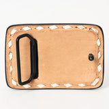 AMERICAN DARLING Floral Hand Carved Painted Belt Buckle Genuine Leather Covered Stylish