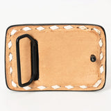 AMERICAN DARLING Floral Hand Carved Painted Belt Buckle Genuine Leather Covered Stylish