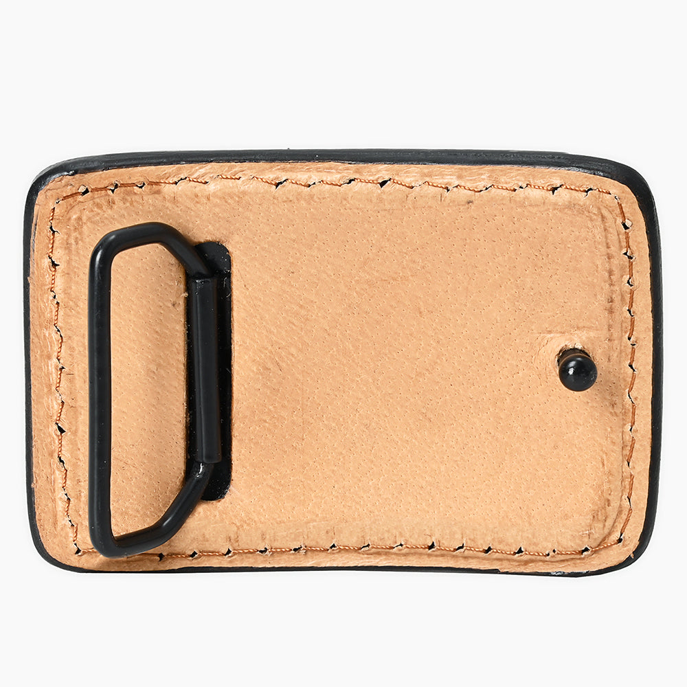 AMERICAN DARLING Floral Hand Carved Painted Belt Buckle Genuine Leather Covered Stylish