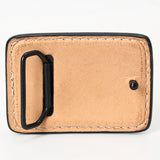 AMERICAN DARLING Floral Hand Carved Painted Belt Buckle Genuine Leather Covered Stylish