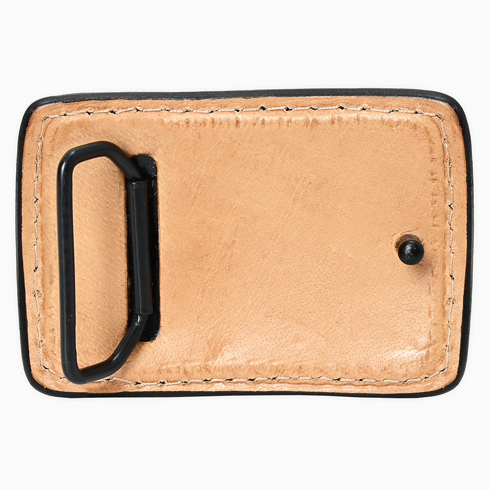 AMERICAN DARLING Floral Hand Carved Painted Belt Buckle Genuine Leather Covered Stylish