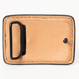 AMERICAN DARLING Floral Hand Carved Painted Belt Buckle Genuine Leather Covered Stylish