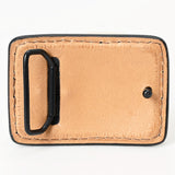 AMERICAN DARLING Floral Hand Carved Painted Belt Buckle Genuine Leather Covered Stylish