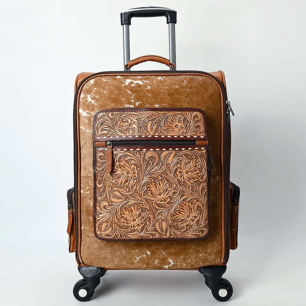 American Darling Travel Case Beautifully Hand Tooled Hair-On Genuine Leather women Trolley bag