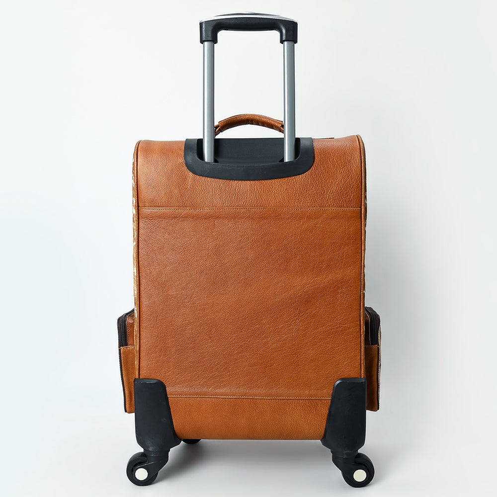 American Darling Travel Case Beautifully Hand Tooled Hair-On Genuine Leather women Trolley bag