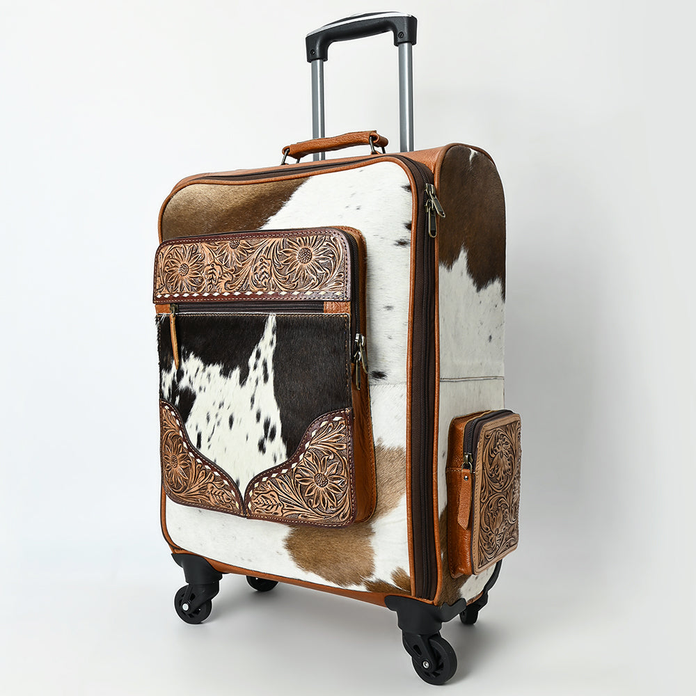 American Darling Travel Case Beautifully Hand Tooled Hair-On Genuine Leather women Trolley bag
