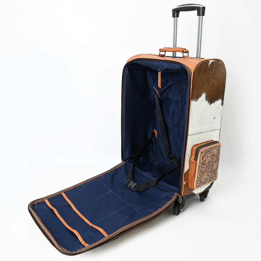 American Darling Travel Case Beautifully Hand Tooled Hair-On Genuine Leather women Trolley bag