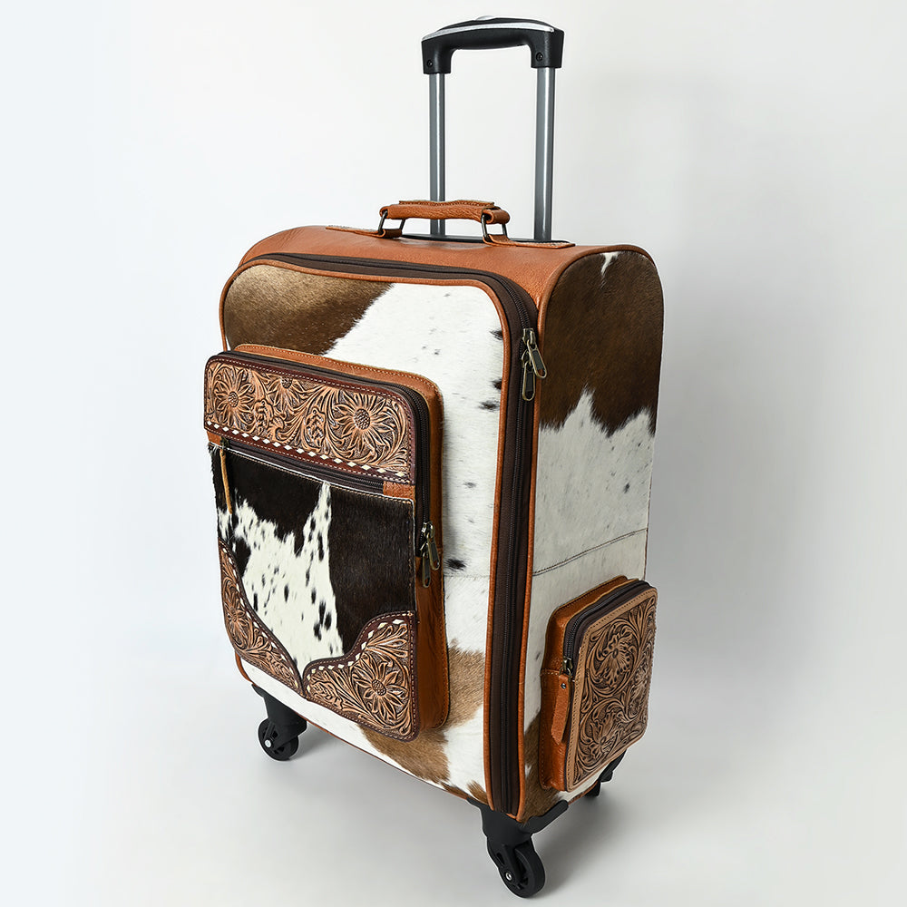 American Darling Travel Case Beautifully Hand Tooled Hair-On Genuine Leather women Trolley bag