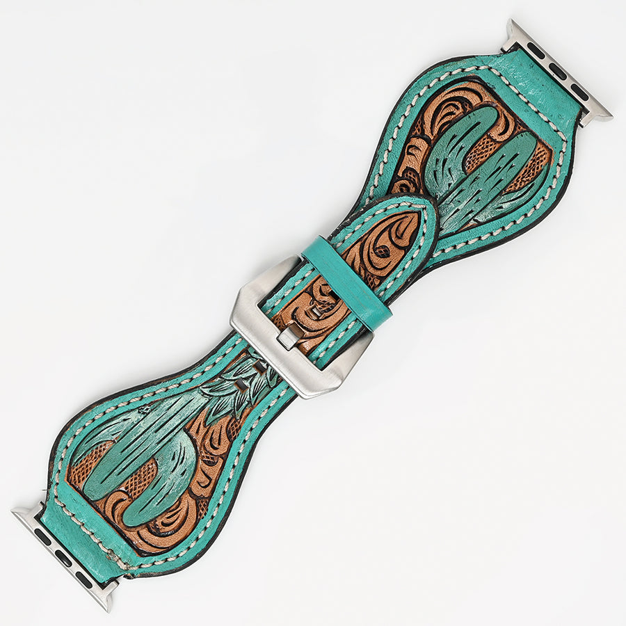 American Darling Beautifully Hand Tooled Painted Genuine Leather I watch Strap Men and Women Unisex