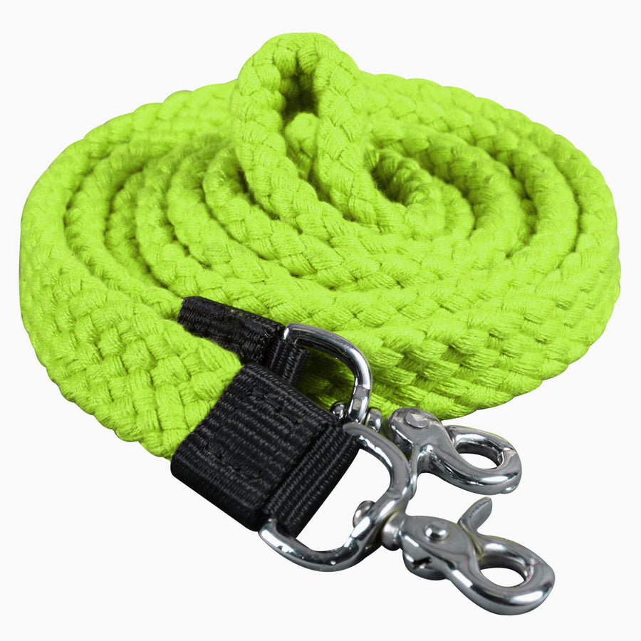 1" X 7Ft Hilason Braided Flat Cotton Roping Rein Trigger Snap Lime Green - Uhorse