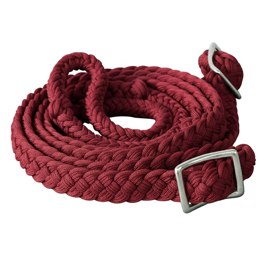 Burgundy wool braided rope halter with silver hardware - Uhorse