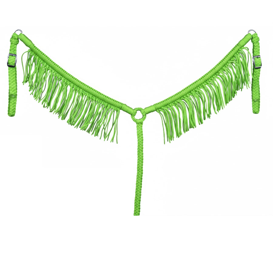 Hilason Horse Breast Collar - Flat Braided Paracord with Fringes Light Green - Uhorse