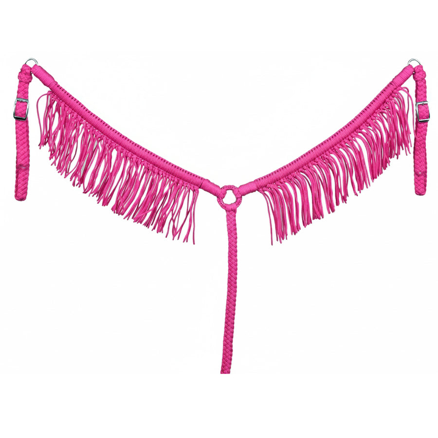 Hilason Horse Breast Collar - Flat Braided Paracord with Fringes Pink - Uhorse