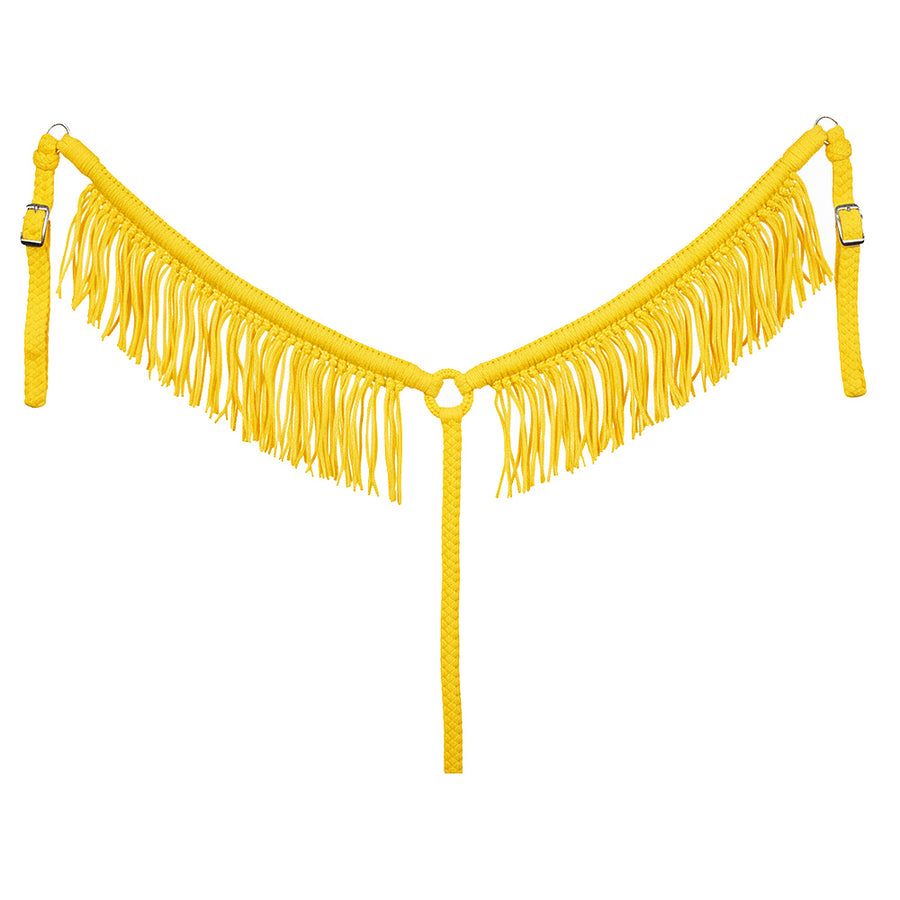 Hilason Horse Breast Collar - Flat Braided Paracord with Fringes Yellow - Uhorse