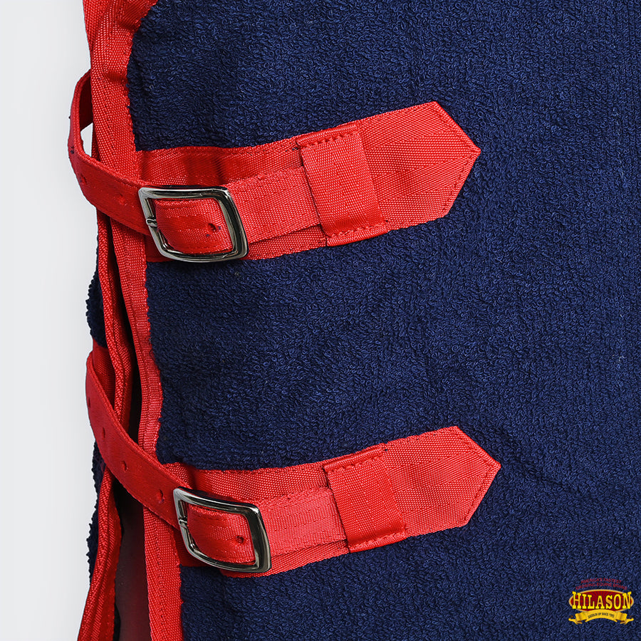 HILASON Fleece Horse Exercise Cooler Blanket Navy Blue Breathable w/ Quick Closure