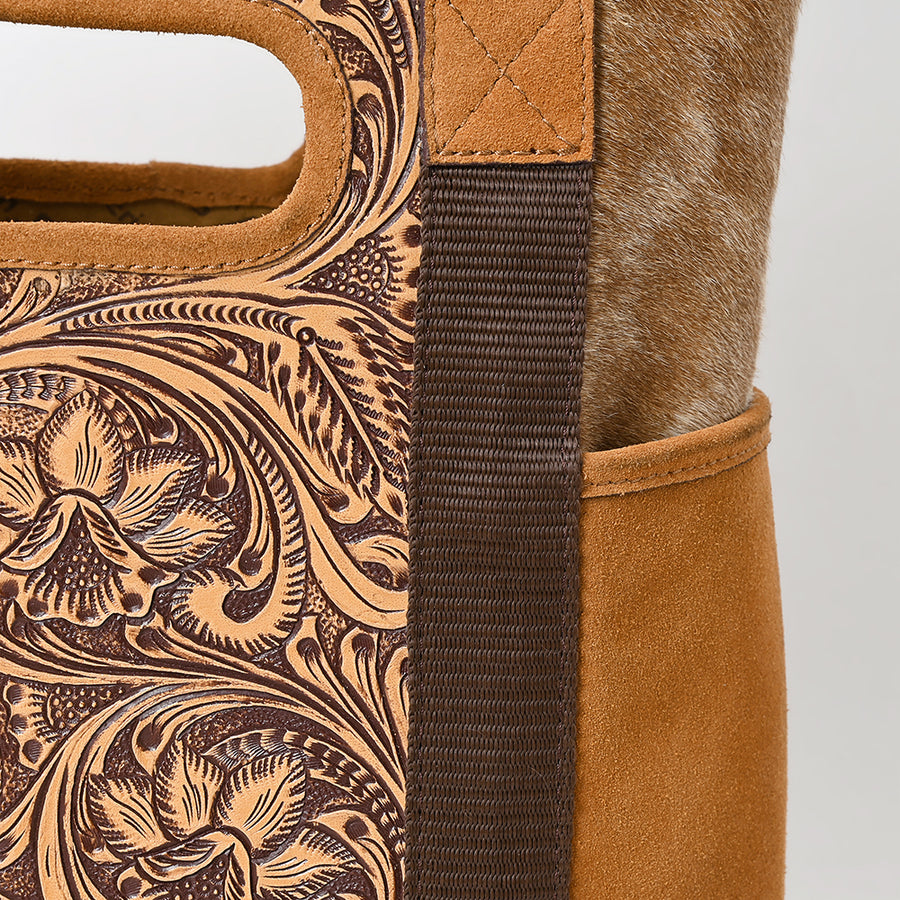 American Darling Tote Hand Tooled Hair On Genuine Leather Western Women Bag Handbag Purse | for Laptop