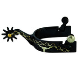 HILASON Black German Silver Barbed Wire Longhorn Spur 1