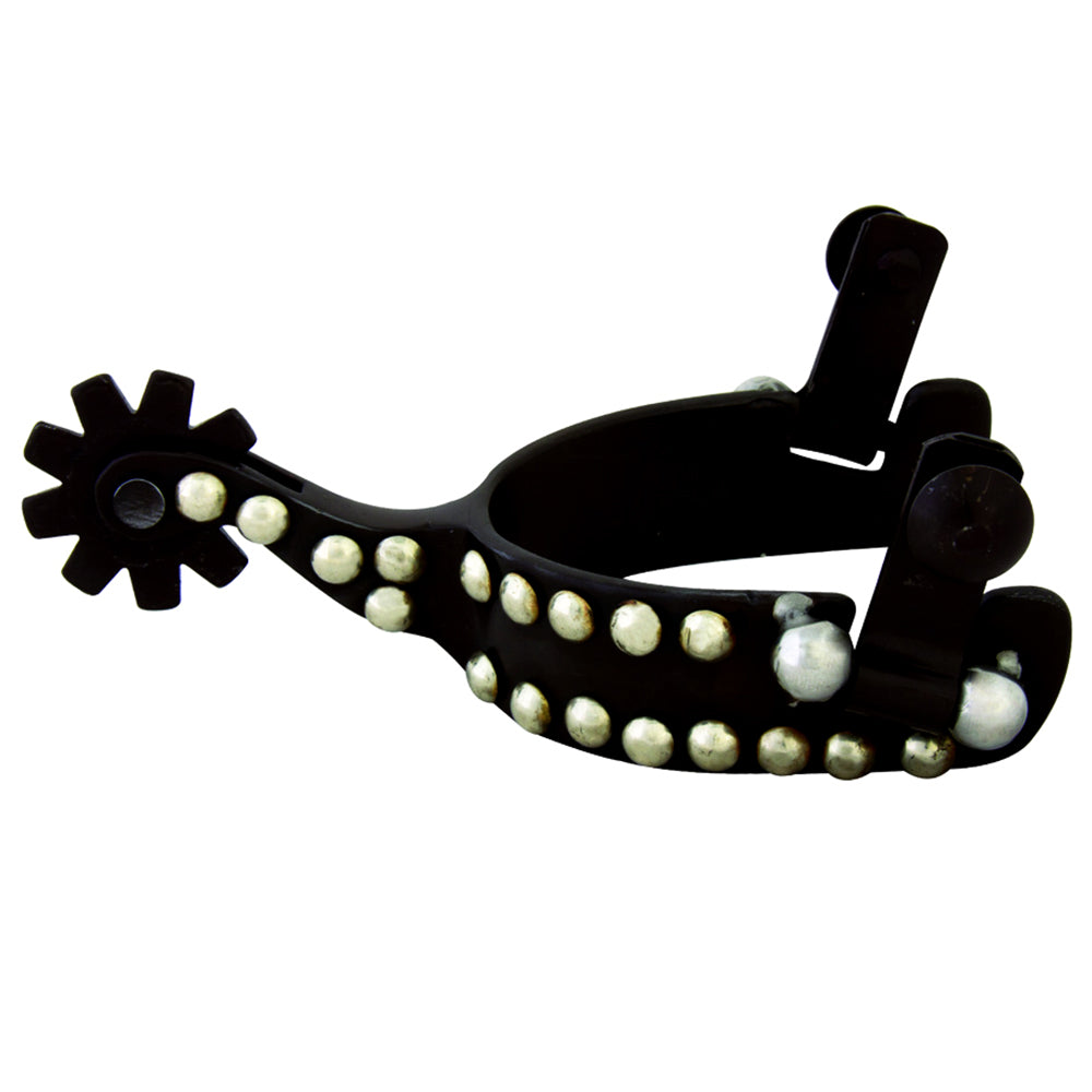 HILASON Cowboy Brown Youth Spur With Silver Dots 3/4" Band, 1-1/2" Shank