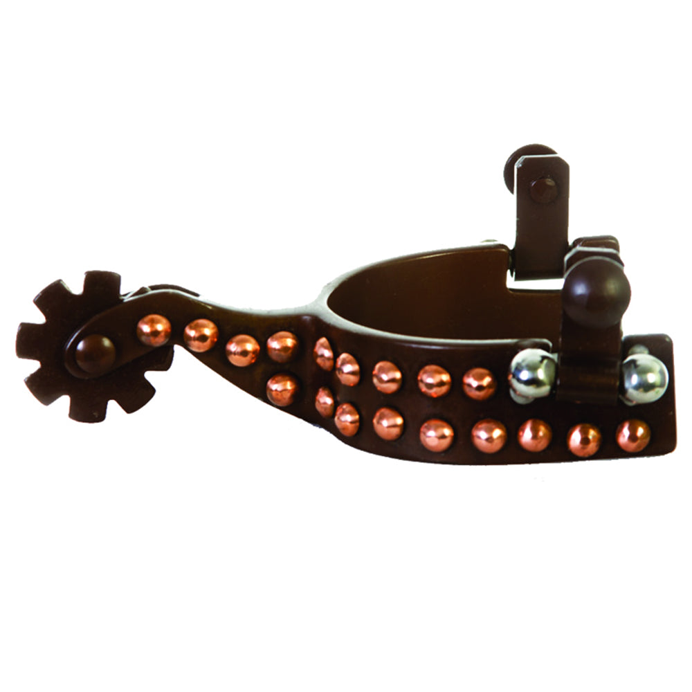 HILASON Cowboy Brown Youth Spur With Copper Dots 3/4" Band, 1-1/2" Shank