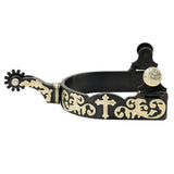 HILASON Western Horse Black Floral Cross Unisex Spur 3