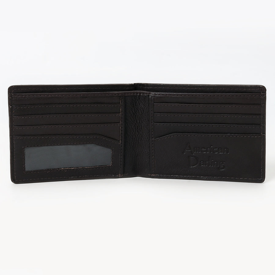 American Darling Wallet Western Genuine Leather Handcrafted Suede Pocket Bifold Wallet with Boot Stitched Design