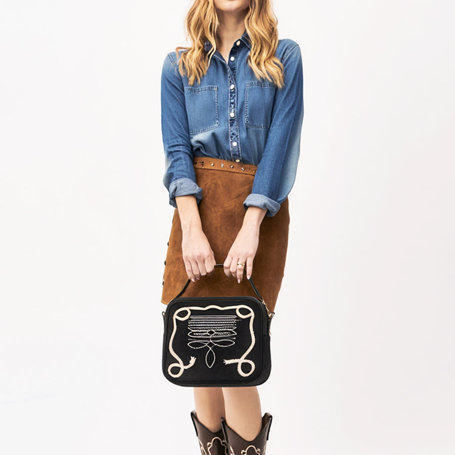 American Darling Genuine Suede Leather jewelry case Boot Stitched Embroidery Western Travel Organizer