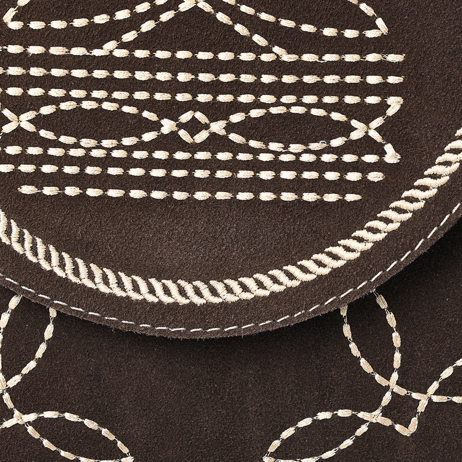 American Darling Suede Genuine Leather Cross body Bag Boot Stitched Embroidery Vegetable-Tanned Western Purse