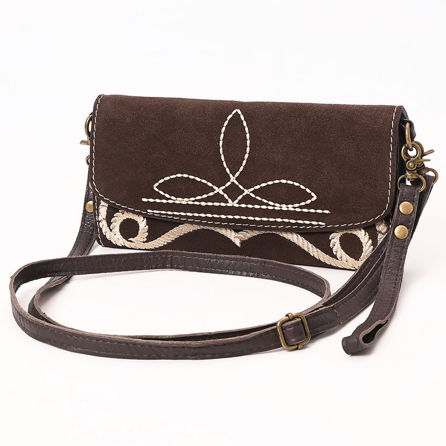 American Darling Boot Stitched Suede Genuine Leather Small Cross body Bag - Uhorse