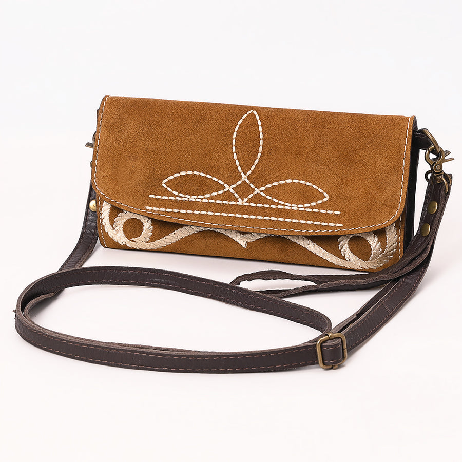 American Darling Boot Stitched Suede Genuine Leather Small Cross body Bag - Uhorse