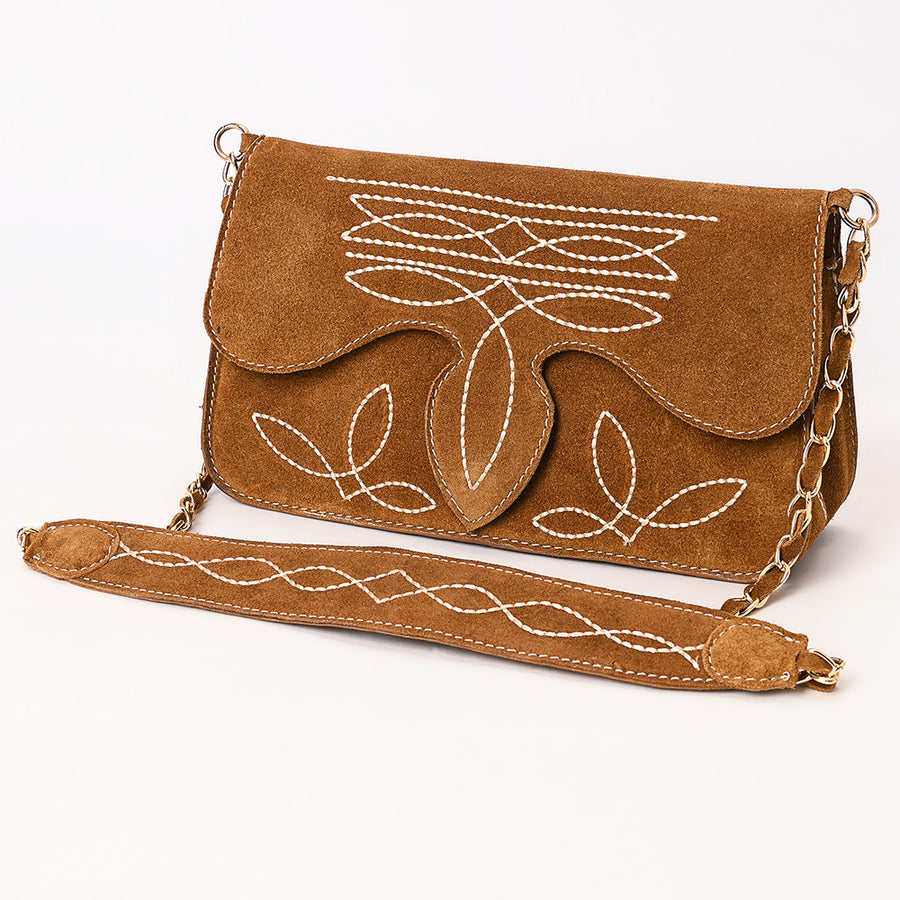 American Darling Boot Stitched Genuine Suede Leather Small Cross body Bag - Uhorse