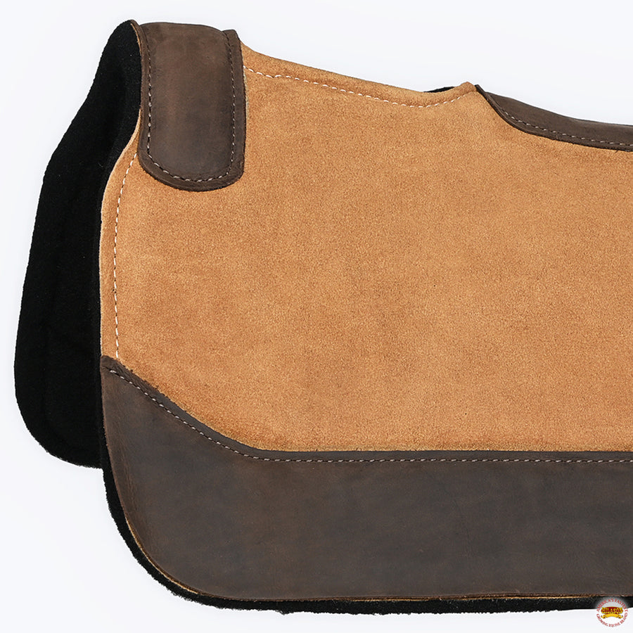 HILASON Western Wool Felt Horse Saddle Pad W/ Distressed Wear Leather | for Horses