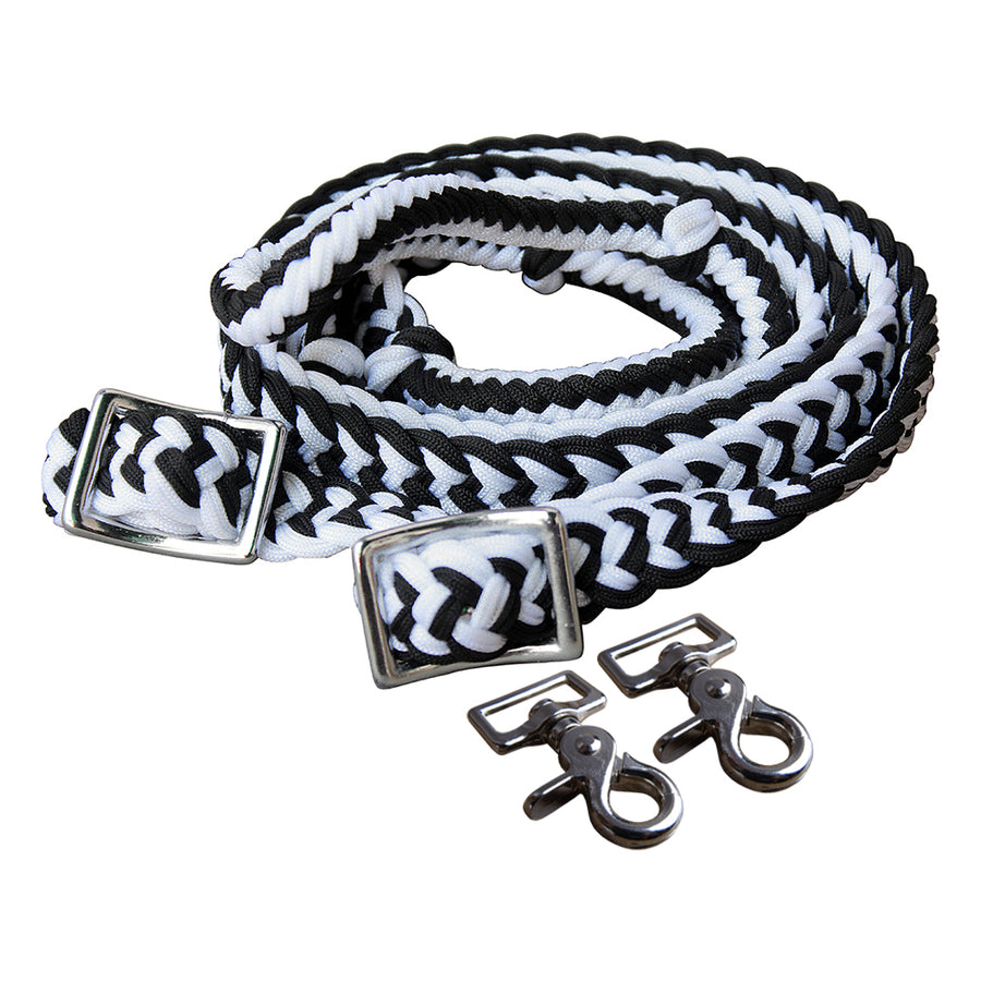 1" X 8Ft Hilason Braided Poly Barrel Horse Racing Reins Flat Grip Knots with Snaps - Uhorse