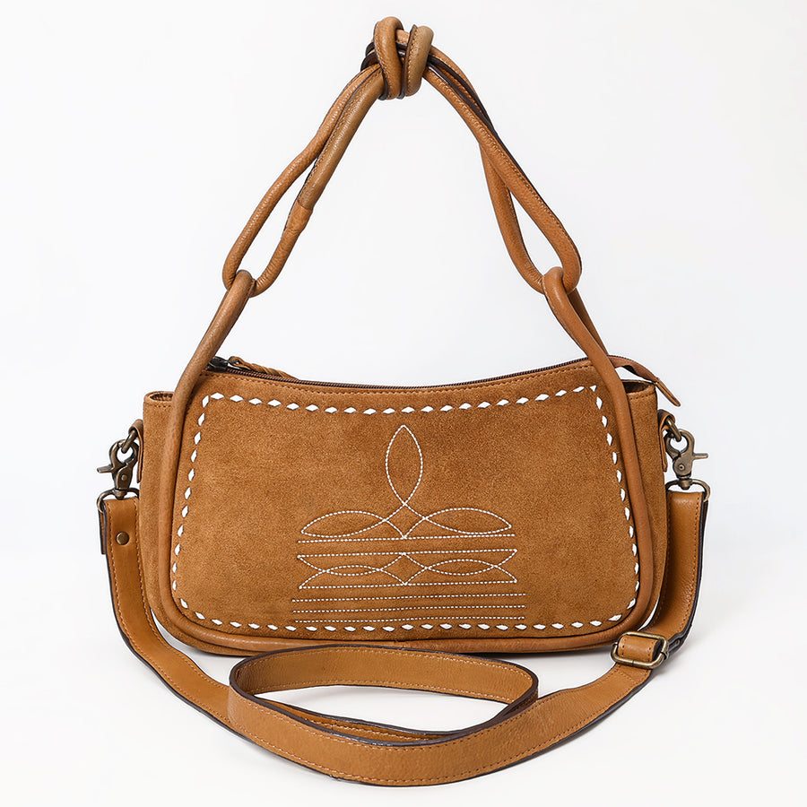 American Darling Cross body Bag Western Genuine Leather Handcrafted Suede Shoulder Purse with Boot Stitched Design and YKK Zipper